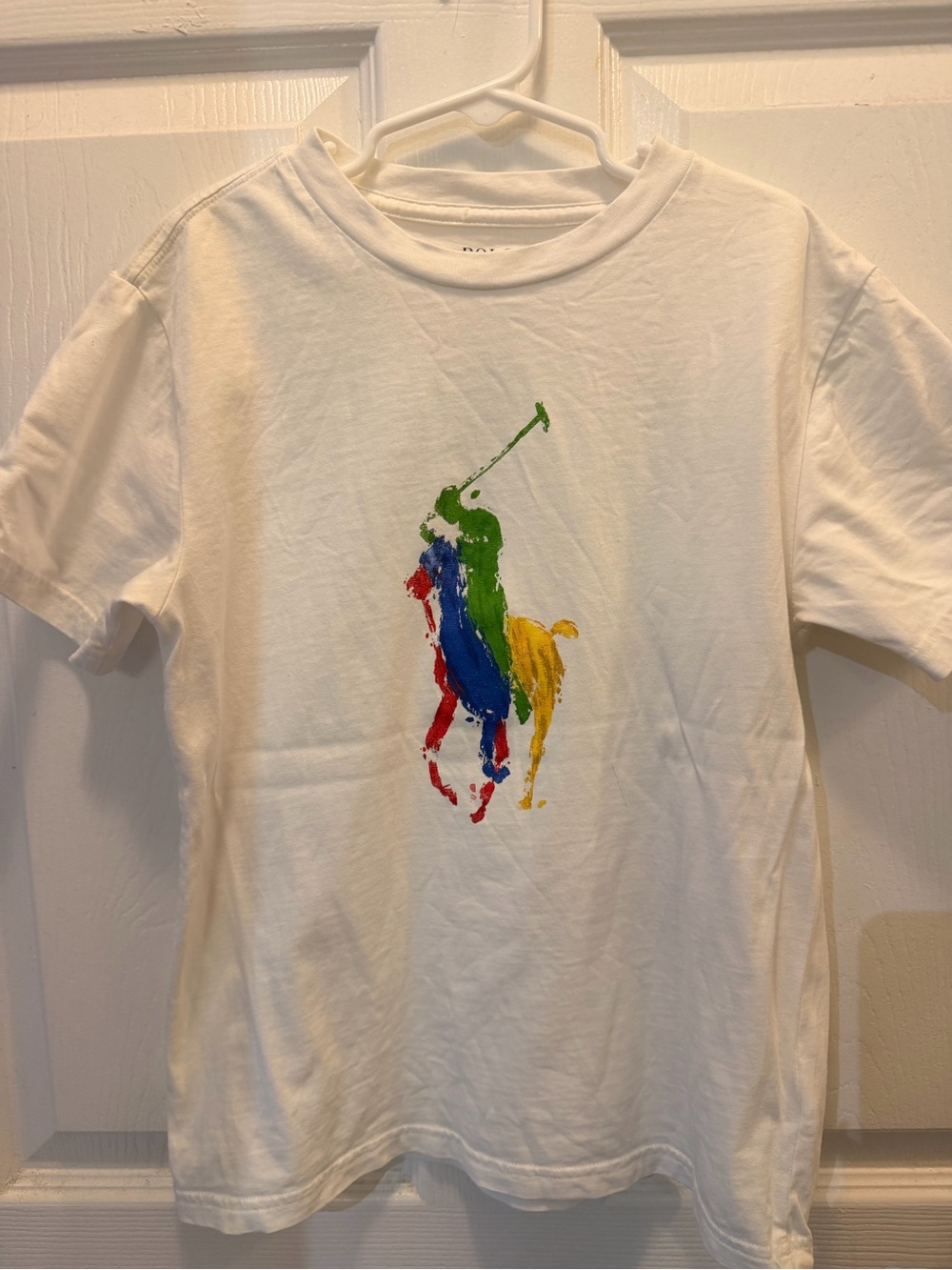 Polo by Ralph Lauren White Short-Sleeve Tee with Multicolor Polo Player Print